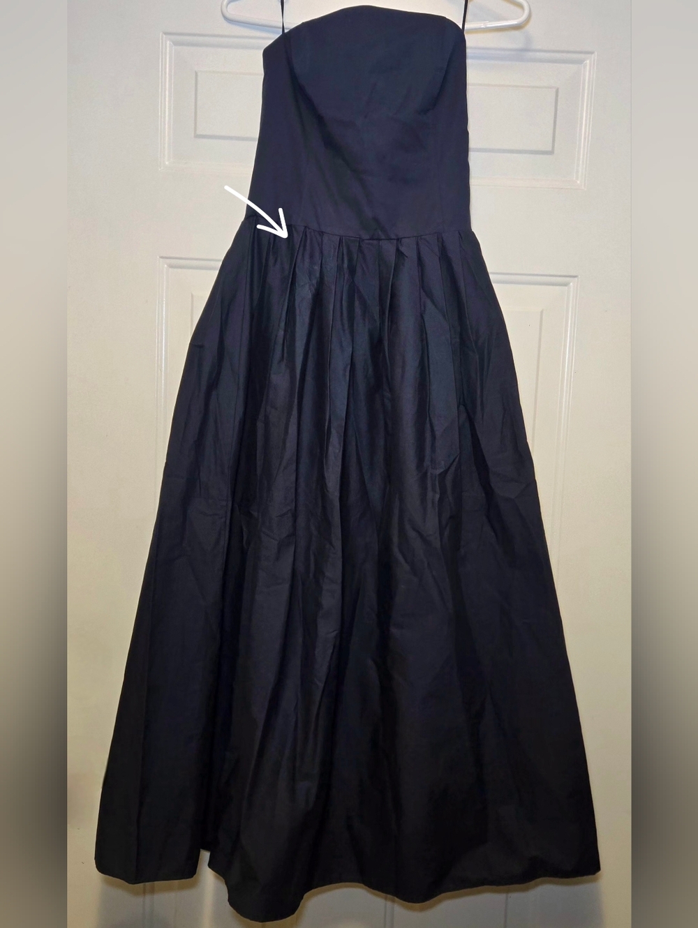 Zara Poplin Navy Blue Strapless Lined Midi Dress Size XS